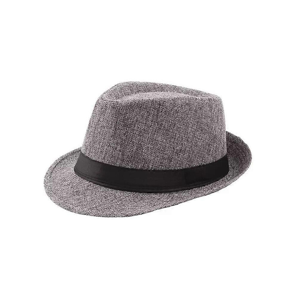 (As show, One size) GrayWaterproof Felt Fedora Hat Jazz Hat Foldable Trilby Hat Retro Style Rolled Brim Soft Caps Bowler Hats - Women Men