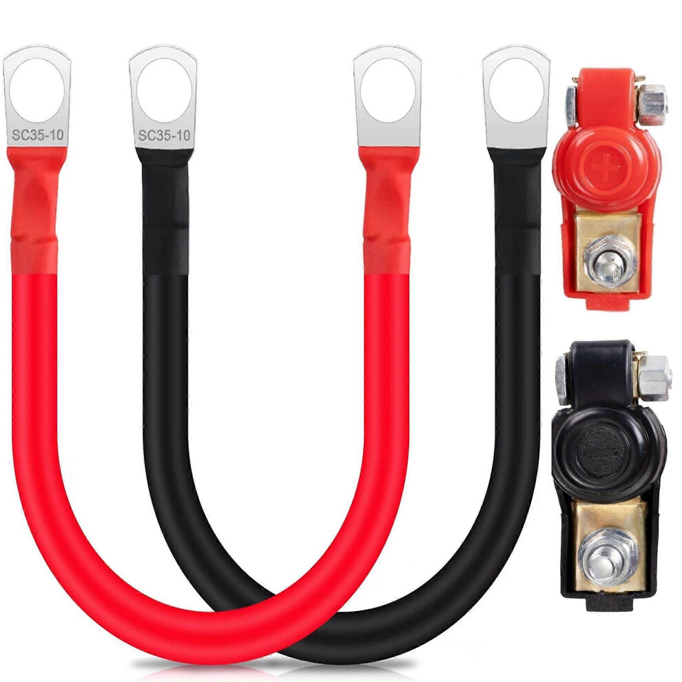 (As show, One size) 2 Pieces 30cm Battery Cable 16mm, Red and Black 5AWG Battery Inverter Cables with Ring Terminals Copper Wire for Motorcycles, Diesel Car, Marine, Sola