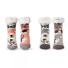 (As show, One size) 2 Pairs Cute Slipper Socks, Women's Slipper Sock, Christmas Thick Socks, Fleece Lined Socks, Anti-Slip Thermal, Ladies Winter Soft Gift