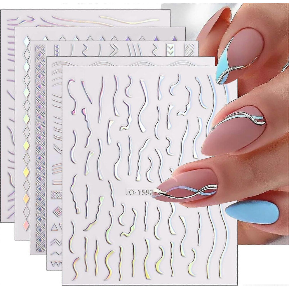 (As show, One size) Holographic Aurora Nail Decals Nail Art 12 Sheets Self-Adhesive Nail Stickers Nail Decals Nail Art Design Manicure