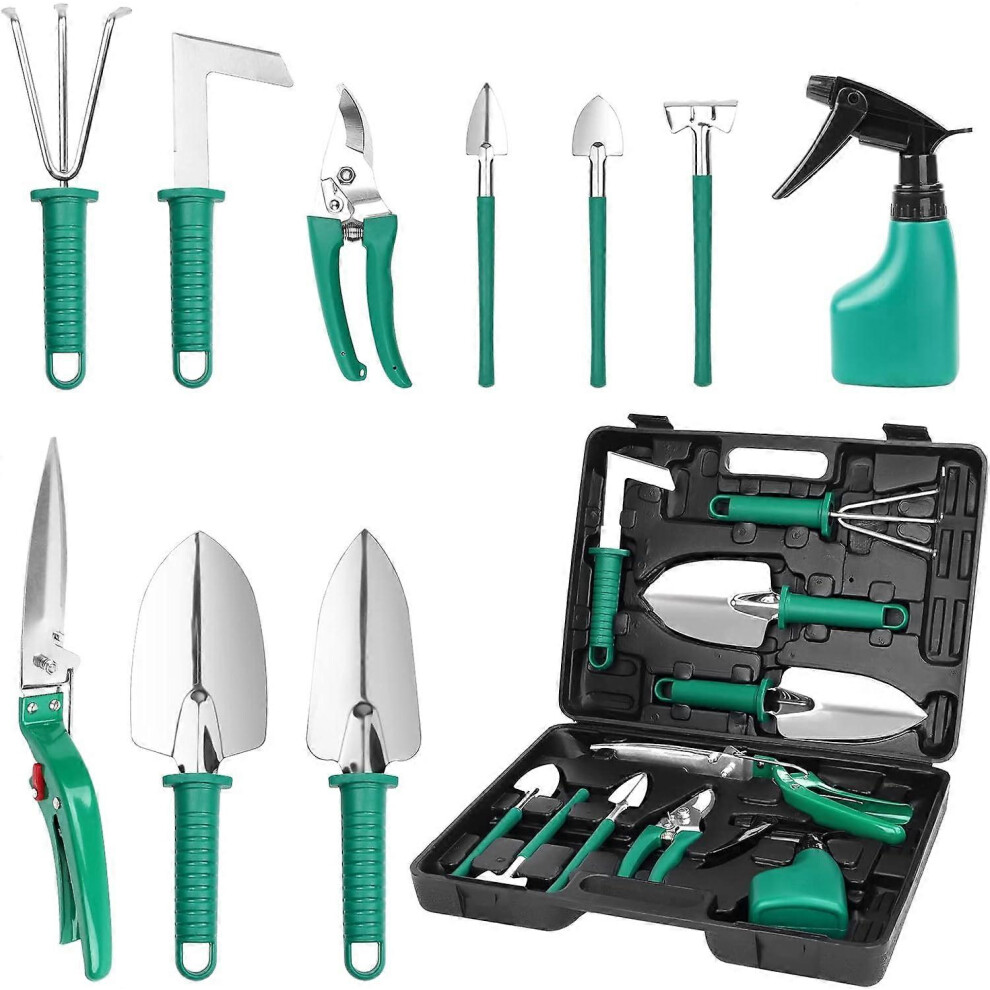 (As show, One size) Garden tools set garden tools, 10 pieces anti-rust garden tools set, garden gifts for men women or children, gardening set with case, garden accessori