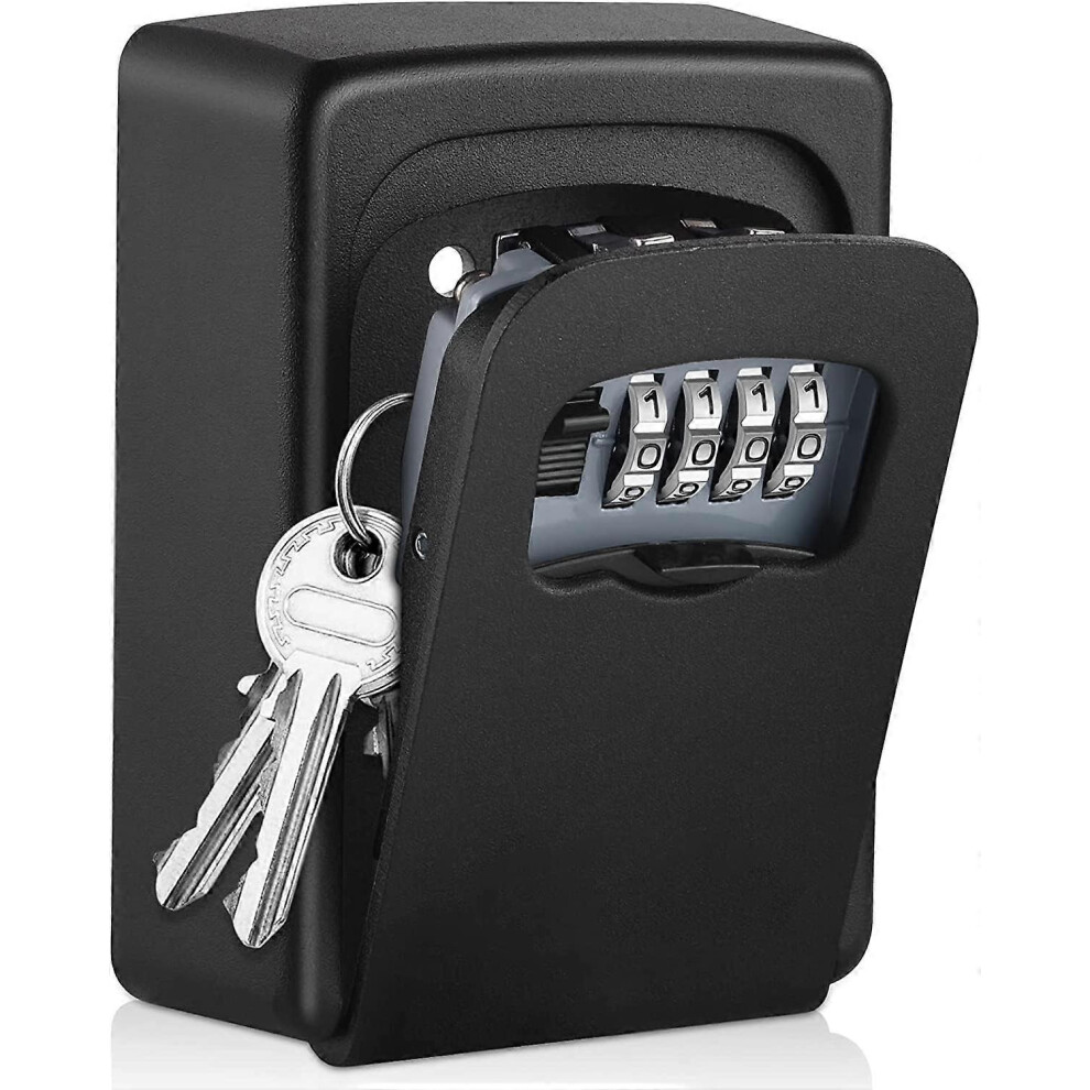 (As show, One size) Wall Mounted Key Box for Home, Waterproof and Security Key Lock Box, Large Capacity Outdoor Key Safe Cabinet for Spare House Keys, Black Key Safe