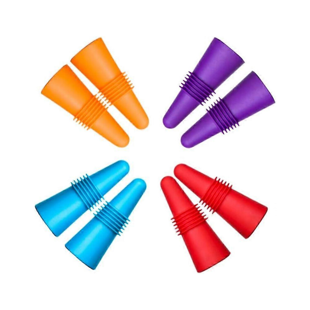 (As show, One size) 8 Pieces Wine Stoppers, Reusable Silicone Beverage Bottle Sealer Replacement with Handle for Cork to Keep Wine Fresh - Red, Blue, Orange, Purple