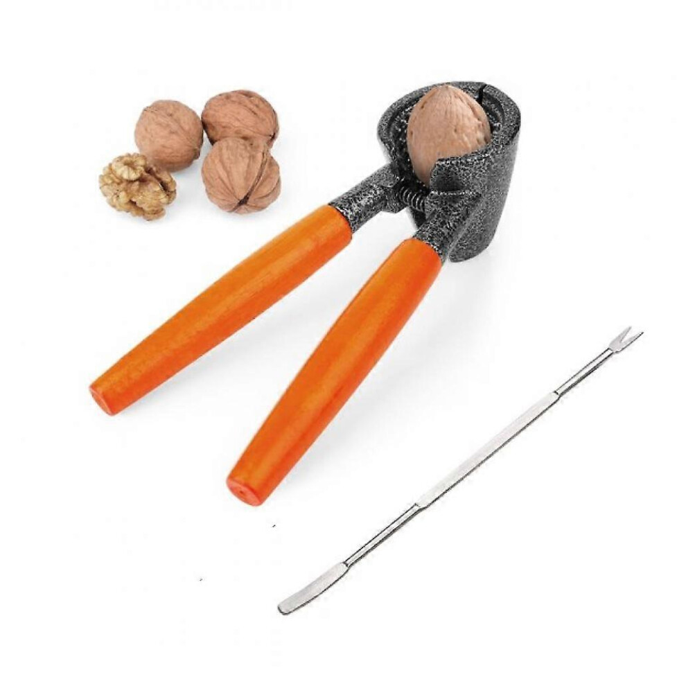 (As show, One size) Send a nut needleNutcracker Heavy Nut Cracking Tool Nutcracker Walnut Pliers Opening Tool with Wooden Handle for Walnuts Pecans Fi