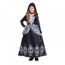 Costume de vampire pour femme avec dents Accessoires Robe de vampire gothique Costume de sorcière d'Halloween Y compris robe, collier Enfant