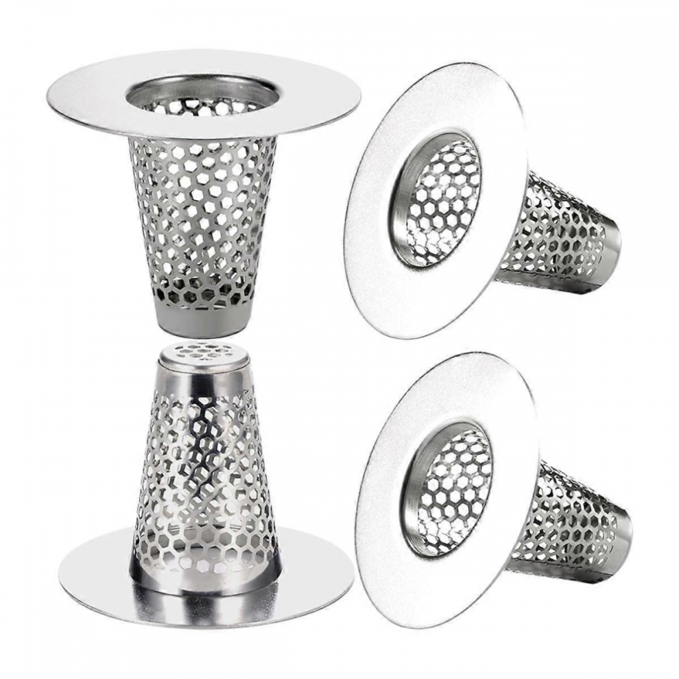 Lot de 4 crépines de vidange pour évier de salle de bain, pour trou de vidange de 1,2 à 1,6 pouces, petit format conique en acier inoxydable