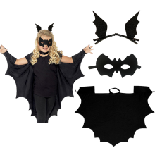Masque de déguisement de chauve-souris 3 pièces, ailes de chauve-souris, costume de vampire, cape de Vampirina, costume d'Halloween noir pou