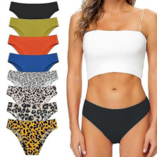(l, pink leopard) Girls Seamless Swimwear Menstrual Panties 4-layer Leakproof Sexy Leopard Bikini Fast Absorption Summer Beachwear Period Swimsuit UBI