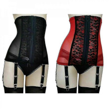 (S, Red) Women's High-waist Firm Shaping Waist Removable Garter Belt Lady Clothing G ODS