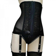 (L, Black) Women's High-waist Firm Shaping Waist Removable Garter Belt Lady Clothing G ODS