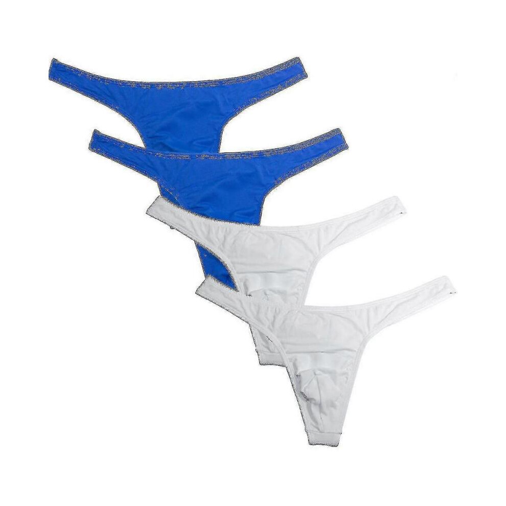 (M,White blue)Men's String Underwear 4 Pack SRU