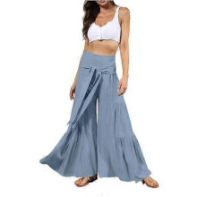 Womens Wide Leg Lounge Pajama Pants High Waist Tied Belt Beach Boho Loose Yoga Pants