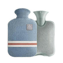 LINJOU Hot Water Bag  1 Liter  with Classic Striped for Pain Relief Hot Cold Therapy