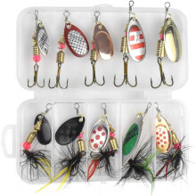 LINJOU 10Pcs Fishing Lures Sequins Lure Rotating Sequins Hand crank Sequins Spinner