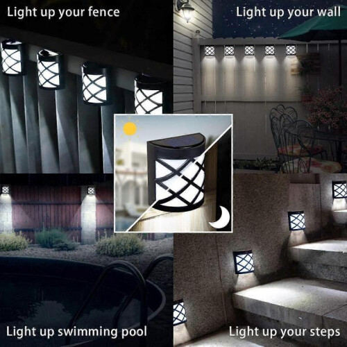 Solar Fence Lights,Wall Lights,Waterproof  LED Solar Deck Lights,Decorative Outdoor,4pcs 2