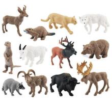12pcs Forest Animal Models Realistic Lion Elk Raccoon Grizzly Bear Miniature Static Model Ornament Simulated Animal Figurines Mini Tv Table WPS