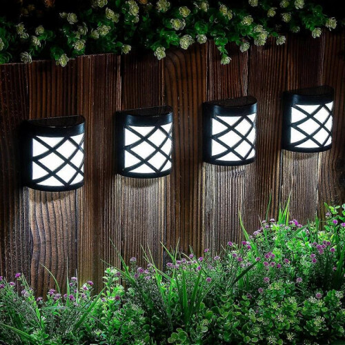 Solar Fence Lights,Wall Lights,Waterproof  LED Solar Deck Lights,Decorative Outdoor,4pcs