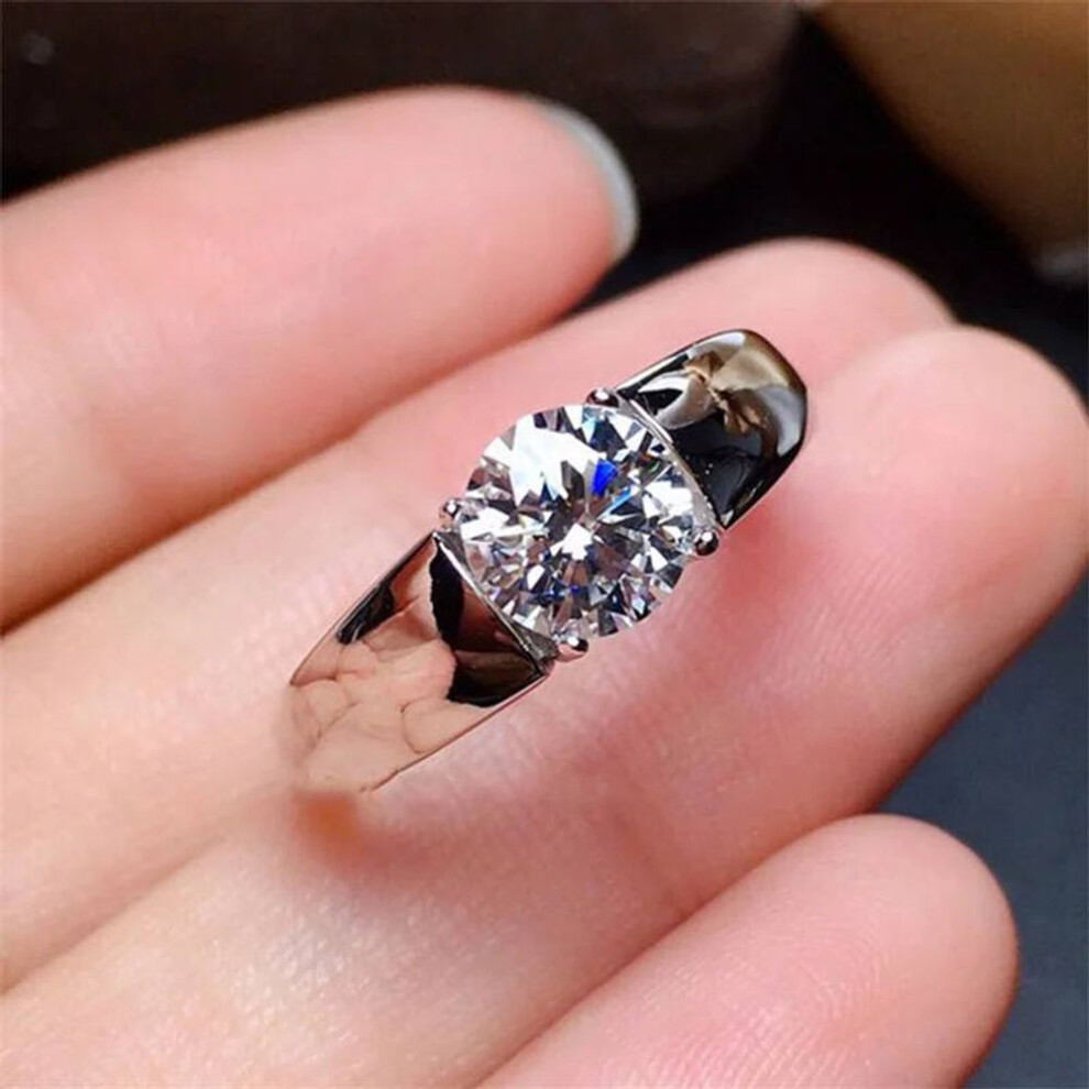 925 Sterling Silver  White Gold Color Diamond Style Ring For Women 2 Carat Moissanite Color Ring Gift For Men Wedding Rings