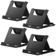 (4 black)Mobile phone holder, 4-pack mobile phone holder, universal foldable tablet holder, multi-angle pocket desktop support, black bare metal 4 pcs