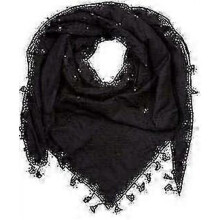 (Black) Palestine Scarf, Keffiyeh, Arafat Hatta, Wide With Tassels, Shemagh Keffiyeh Arab Houndstooth100%