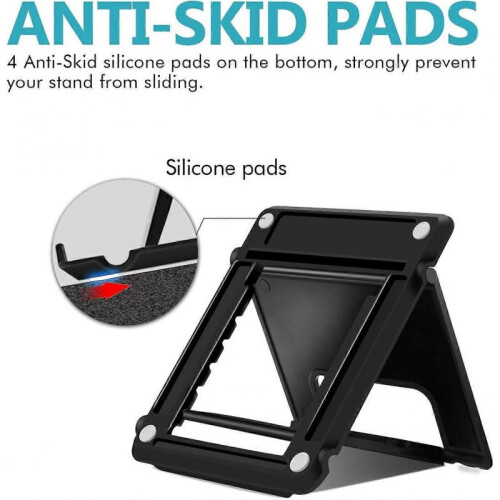 (4 black)Mobile phone holder, 4-pack mobile phone holder, universal foldable tablet holder, multi-angle pocket desktop support, black bare metal 4 pcs 2