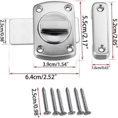 Rotary Door Latch Lock with Six Bolts, Door/Window Latch (Silver White) 1