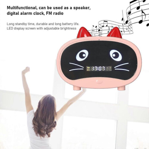 LINJOU Multifunctional Wireless Alarm Clock Bluetooth Speaker(pink) 1