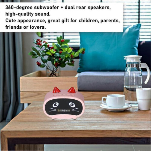 LINJOU Multifunctional Wireless Alarm Clock Bluetooth Speaker(pink) 2