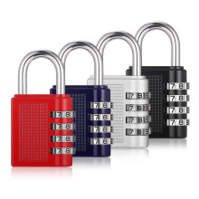 4 Pcs Combination Padlock, Heavy Duty Metal Padlock for Gym Locker (Black Red Silver Blue)