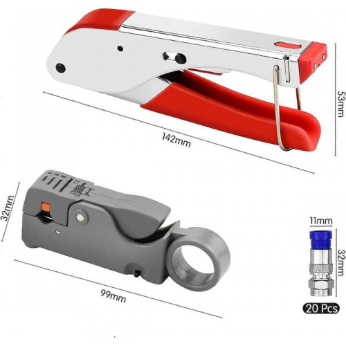 Plug Coaxial Cable Tool Rg59 Rg6 Double Blade Crimper Pliers 1