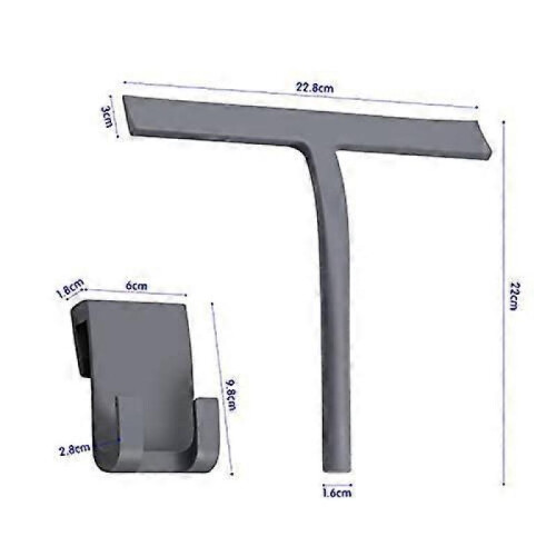 Bathroom Squeegee, Silicone Shower Squeegee Grey Window Squeegee with Hanging Hook for Glass 1