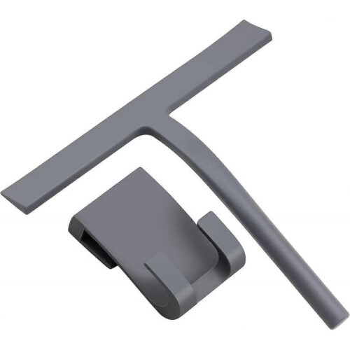 Bathroom Squeegee, Silicone Shower Squeegee Grey Window Squeegee with Hanging Hook for Glass
