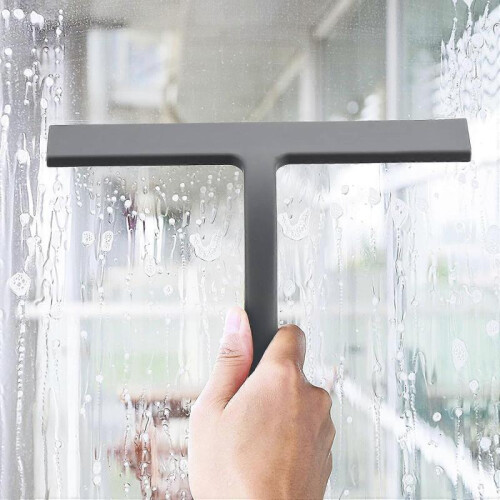 Bathroom Squeegee, Silicone Shower Squeegee Grey Window Squeegee with Hanging Hook for Glass 2