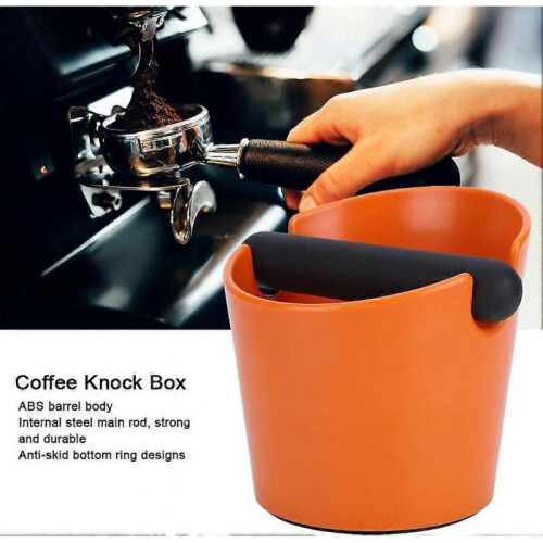 Coffee Grounds Knock Box,  Anti Slip Coffee Grind Dump Bin for Coffee Shop(Orange 2