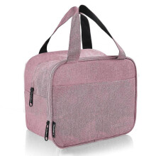 Insulated Lunch Bag, Small Zipped Cooler Tote Bag Double-Layer Leak-Proof Waterproof(Pink)