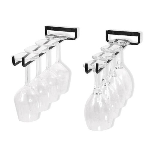 5 Pcs Stemware Wine Glass Storage Rack,Wall Mountable Kitchen Storage Rack ,Black,11 Inch / 30cm 1