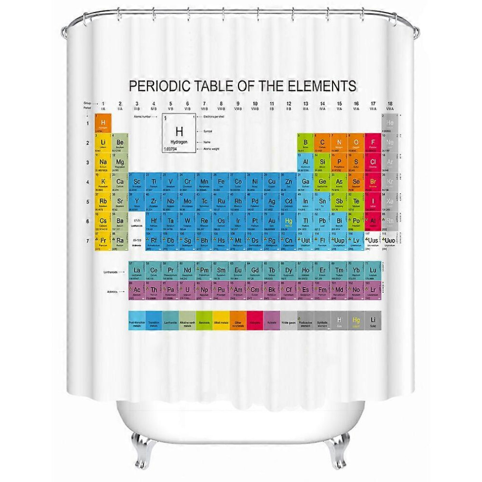 (As show, One size) 180x200  Shower Curtain Thick Polyester Fabric Shower Curtains Machine Washable with Mildew Proof and Waterproof Included 12 Curtain Hooks (Periodic T