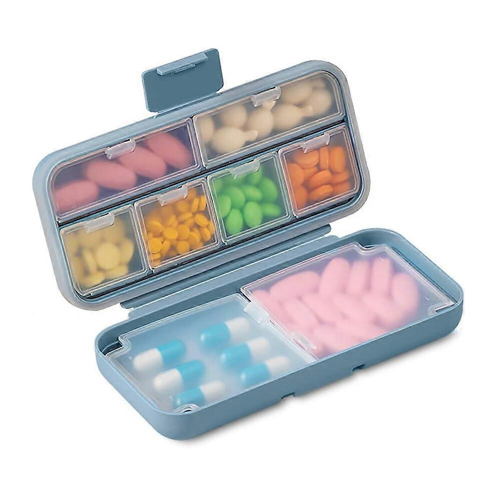 (As show, One size) 1 Plastic Pill Boxes, 8 Compartments, Small Portable Pill Box for Purse, Medication, Vitamins