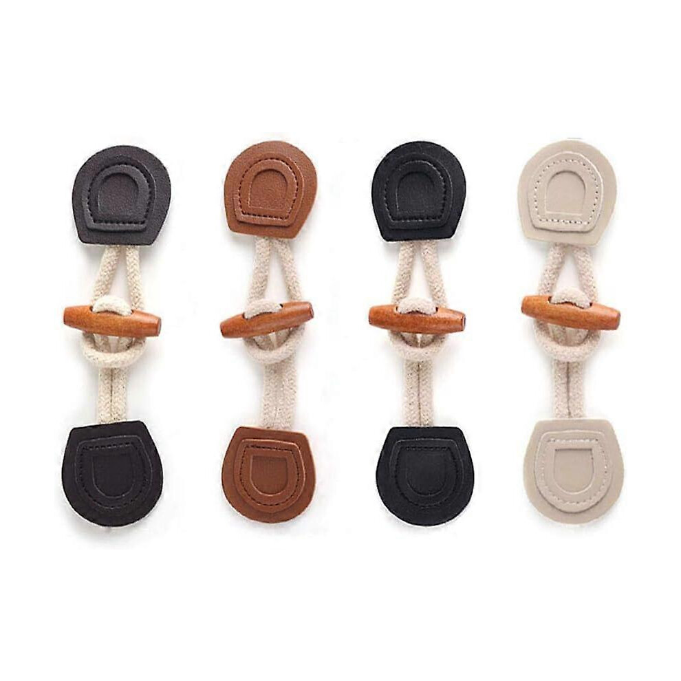 (As show, One size) Horn Button 8 Wooden Buttons PU Leather Horn Toggle Button Horn Toggle Sewing, for Coat, Jacket, DIY Decoration