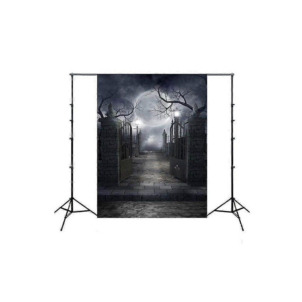 (As show, One size) 5x7FT Halloween Backdrop for Halloween Decoration, Haunted House, Moonlight Pumpkin, Bat Backdrop for Photography