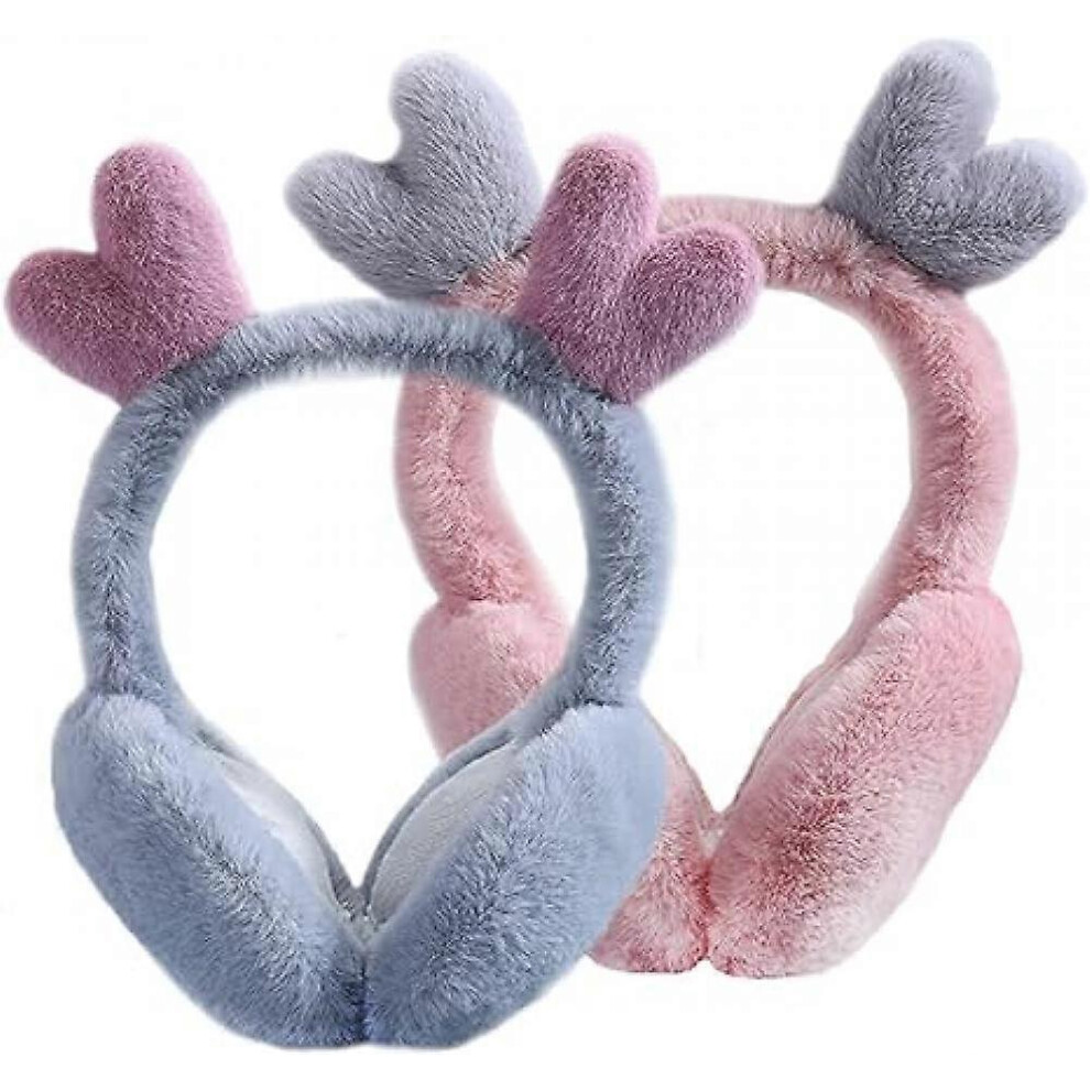 (As show, One size) 2PCS Plush Earmuffs Ear Warmers Child Ear Warmers Women Men Ear Muffs Earmuffs for Skiing Hiking Camping Gifts