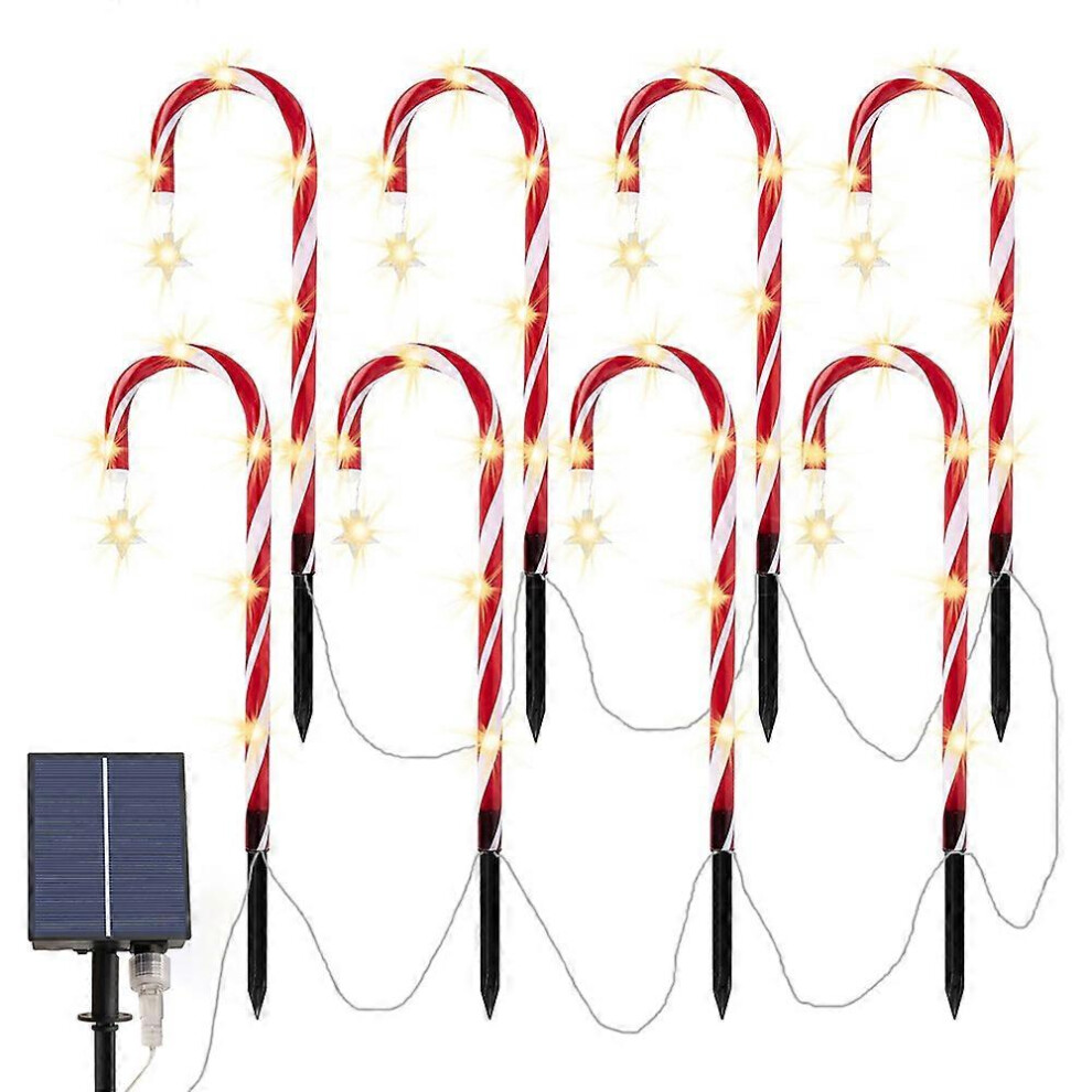 (As show, One size) Christmas Cane Lights, Set of 8 Luminous Outdoor Christmas Decoration, Christmas Cane Lights Candy Canes, Solar Garden Light, LED Garden Lamps in Cand