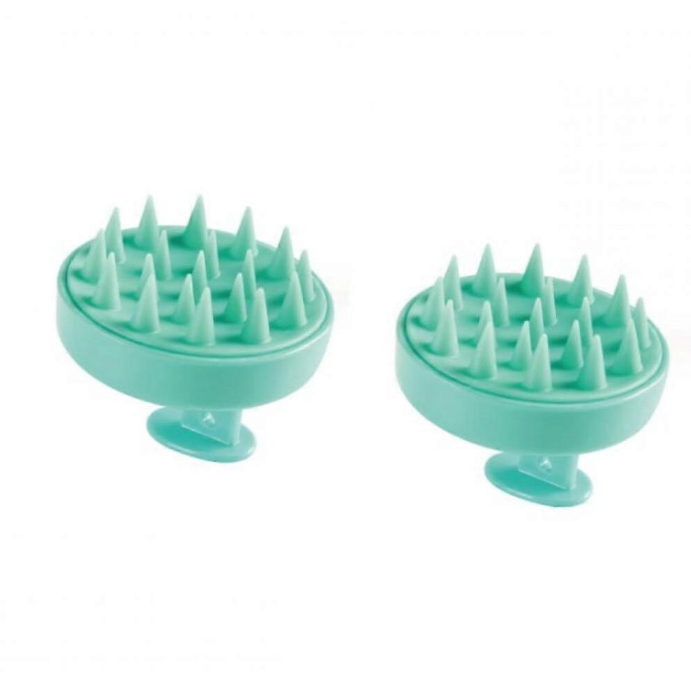 (As show, One size) Blue2 pcs Soft Massage Brush Manual Head Massager Silicone Cleaning Shampoo Comb For Men Women