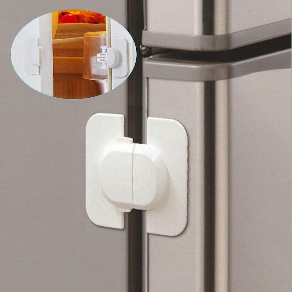 (As show, One size) Fridge Safety Lock Child Safety Cabinet Locks Baby Adhesive Locks Freezer Lock Lock for Kitchen Cabinets, Drawers, Fridge