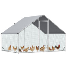PawHut Walk In Chicken Run Large Galvanized Chicken Coop w/ Cover 3 x 2 x 2m