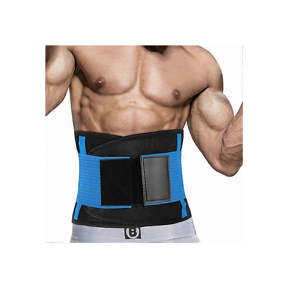 (As show, One size) Back support strap (blue M), lower back bracket for preventing injury and relieving pain, sciatica, spinal stenosis, scoliosis, or