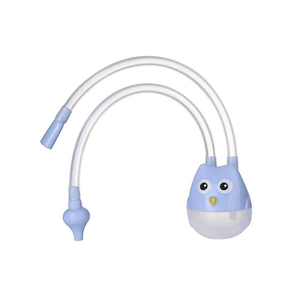 (As show, One size) 2 Cute Owl Baby Nose Aspirator (Blue) Safety Baby Nasal Cleanser Reusable Neonatal Nasal Mucus Remover