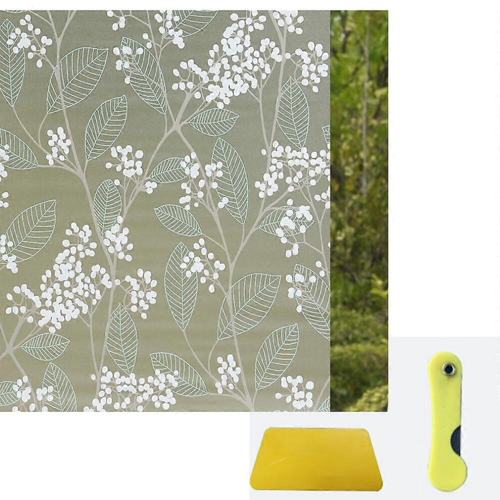 (As show, One size) 2 Pieces (Green Fruits) Static Cling Window Film Privacy Window Film Privacy Protection Window Film Blackout Window Film Opaque Gl
