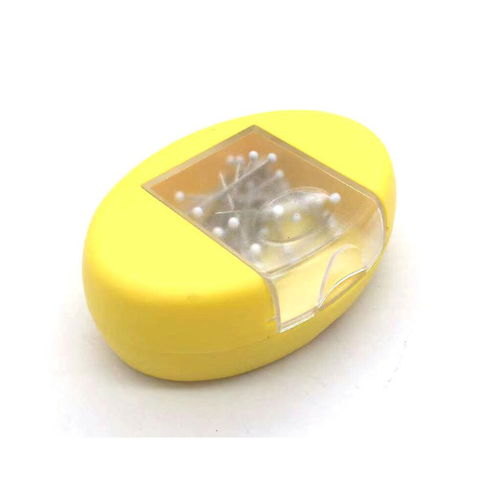 (As show, One size) Magnetic Cushion With Drawer - Yellow - Strong Magnetic Sewing Pin Holder - 50 Glass Headed Pins Included - Chic Basket For Sewing Pins, Paper Clips,