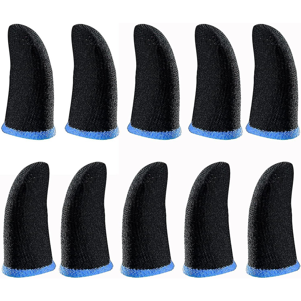(As show, One size) 5 Pairs Seamless Touch Screen Sweatproof Gloves For Pubg Phone Handheld Gamepad Game Accessories, Black Blue